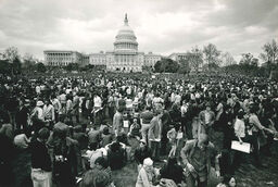 View of Demonstrators in front of United States Capitol Building...