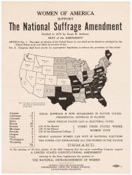 Women of America Support National Suffrage Amendment Drafted in 1875 by Susan B. Anthony