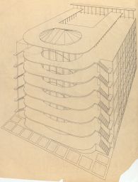 3-D drawing of multi-floored building