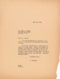 Rubin Saltzman to Meyer Weisgal about Meeting, April 1943 (correspondence)