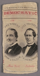 Tilden-Hendricks Democratic Candidates Portrait Ribbon, ca. 1876
