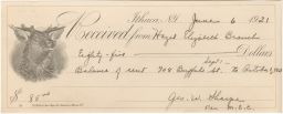 Receipt for rent payment by Hazel Elizabeth Branch for 708 Buffalo St. (Sigma Delta Epsilon) signed by George W. Sharpe.