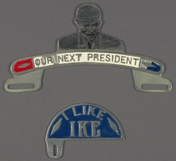 Eisenhower Our Next President Portrait License Plate Ornament, ca. 1952