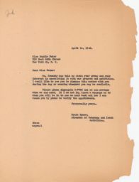 Ernest Rymer to Sophie Feder about Possible Affiliation with her Group, April 1946 (correspondence)