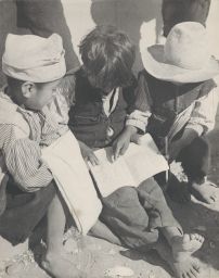 School children learning to read and write