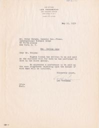 Lee Pressman to Peter Shipka Regarding Zelina Case, May 1950 (correspondence)