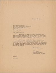 Ernie Rymer to Samuel Rothstein about Alternative Delegate for Irving Kessler, November 1947 (correspondence)