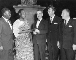 Kwame Nkrumah (1909-1972), M.S. in Educa. 1942, A.M. 1943, receiving University Citation