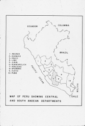 Map of Peru showing Central and South Andean Departments