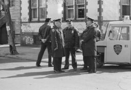 Police at a demonstration against closing of Prospect Hospital