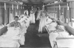 Spanish-American War, nurses from the University of Pennsylvania tending ill soldiers on hospital train