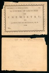 Admission ticket, James Hutchinson's lectures on chemistry