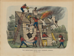 One of fourteen prints from the Darktown Fire Brigade or Hook and Ladder Series
