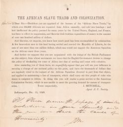 Freed Slaves are Relocated in Africa- American Colonization Society request