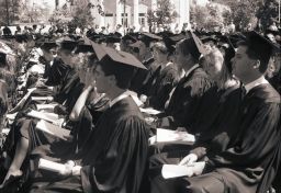 Students seated in rows for Commencement