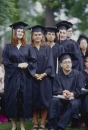Graduates in line for a photograph on Commencement day