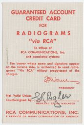 Credit Account I.D. for RCA Radiograms