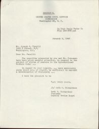 Seth Richardson to Joseph A. Fanelli about Judgement Regarding Disloyalty, January 1949
