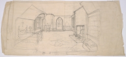 Plan #1097 Perspective sketch- Guest's sitting room