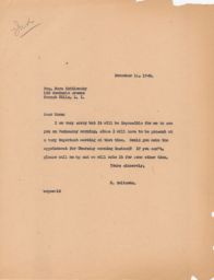 Rubin Saltzman to Nora Zhitlowsky regarding Appointment Reschedule, November 1946 (correspondence)