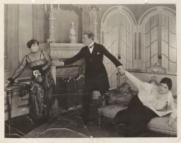 Photo of Bess Emerich (Mrs. Leo Wharton), King Baggett, and Margaret Campbell in Patria.