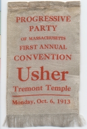 Progressive Party of Massachusetts Convention Ribbon, 1913