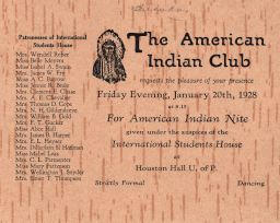 American Indian Club, American Indian Nite, 1928