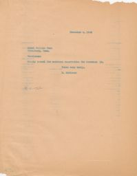 Rubin Saltzman to Hotel William Penn about Canceling Reservation, November 1946 (correspondence)