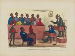 Color Lithograph from the Darktown Series:  A Darktown Trial - The Judge's Charge