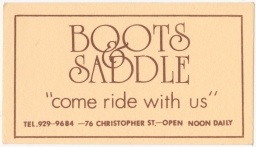 Larry Blagg matchbook covers collected in New York City : Boots & Saddle 76 Christopher St.