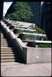 Cascading fountains alongside steps (Mellon Square, Pittsburgh, Pennsylvania, USA)