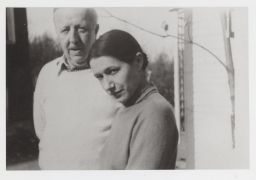 Ford Madox Ford and Janice Biala outside their small house at Olivet