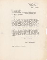 Ursula Wassermann to Joseph Brainin about Overtime Pay, April 1946 (correspondence)