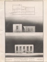 Project A: Springfield Gray Museum and addition to Natural History Museum: Section; Side [elevation]; Campus [elevation].
