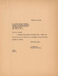 Rubin Saltzman to Aaron Droock about Final Payment, October 1945 (correspondence)