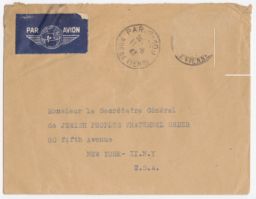 Adam Rayski to the General Secretary of the Jewish Peoples Fraternal Order, November 1947 (envelope from correspondence)