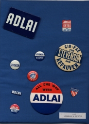Stevenson-Kefauver Campaign Buttons and Tabs, ca. 1956