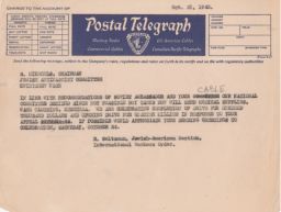 Rubin Saltzman to Solomon Mikhoels about Materials, October 1942 (telegram)