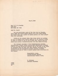Rubin Saltzman to F. H. La Guardia about Synagogue Break In, May 1942 (correspondence)