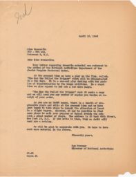 Sam Pevzner to Alma Moscowitz about Copy of Play, April 1946 (correspondence)