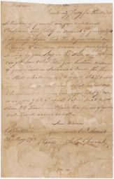 Letter from John Chestnut, loaning slave to a poor woman