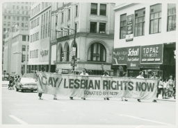 Marchers with Gay/Lesbian Rights Now banner