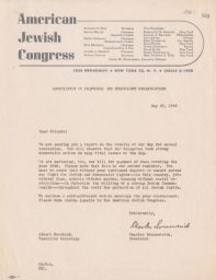 Charles Sonnenreich to JPFO about Second Annual Convention, May 1948 (correspondence)