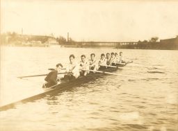 Crew (men's), eight-oar shell on the Schuylkill River