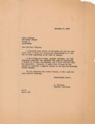 Rubin Saltzman to Armas Widgren about Starting a Branch in Fresno, California, December 1946 (correspondence)