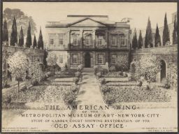 Metropolitan Museum of Art, American Wing: rendering of entrance (Study of farden court showing resteration of the Old Assay Office)
