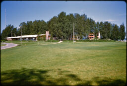Community building from across a lawn (Tapiola, Espoo, FI)