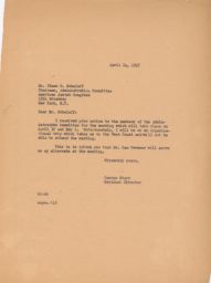 George Starr to Simon E. Sobeloff about Missing the American Jewish Congress Meeting, April 1947 (correspondence)