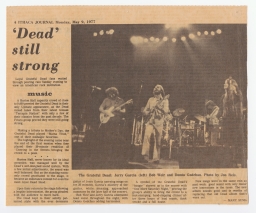 Ithaca Journal clipping about the Grateful Dead concert at Barton Hall