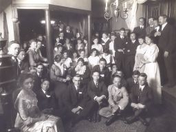 Christian Association, international students at a social gathering at home of Mr. and Mrs. Alpheus Waldo Stevenson